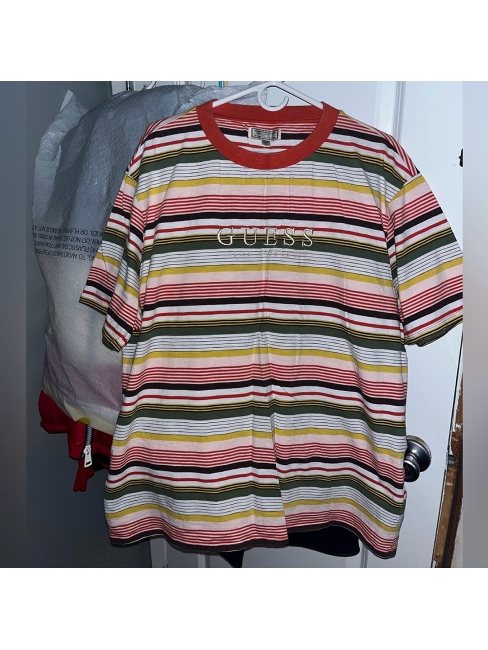 Guess Originals Retro Short Sleeve T Shirt With Horizontal Stripes Men’s Size XL - Picture 1 of 7